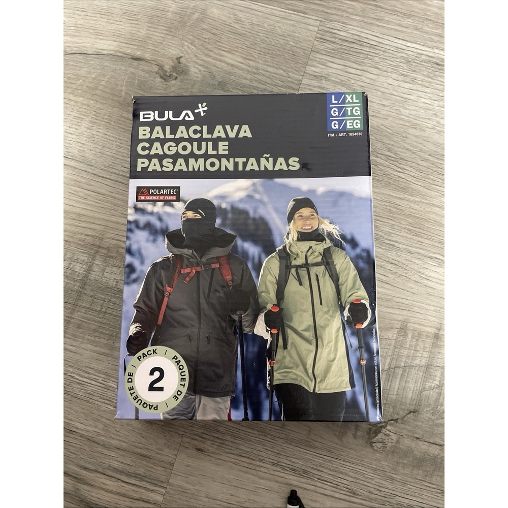 BULA Covertible Balaclava Ski Mask Winter Face Cover, Black, 2 Pack